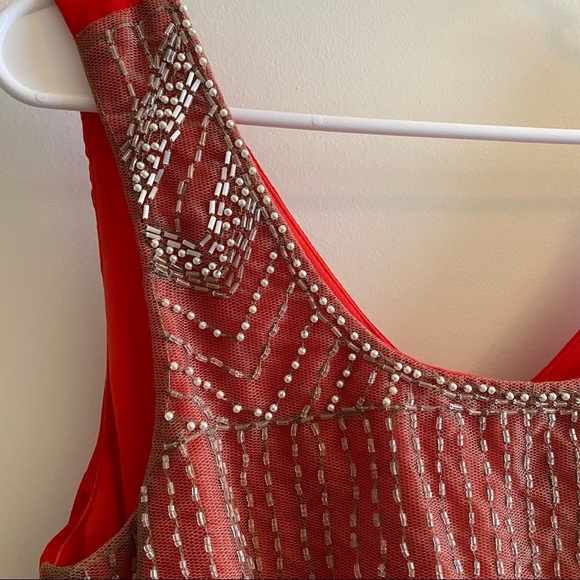 Beaded Red Mini Dress - Picture 4 of 12